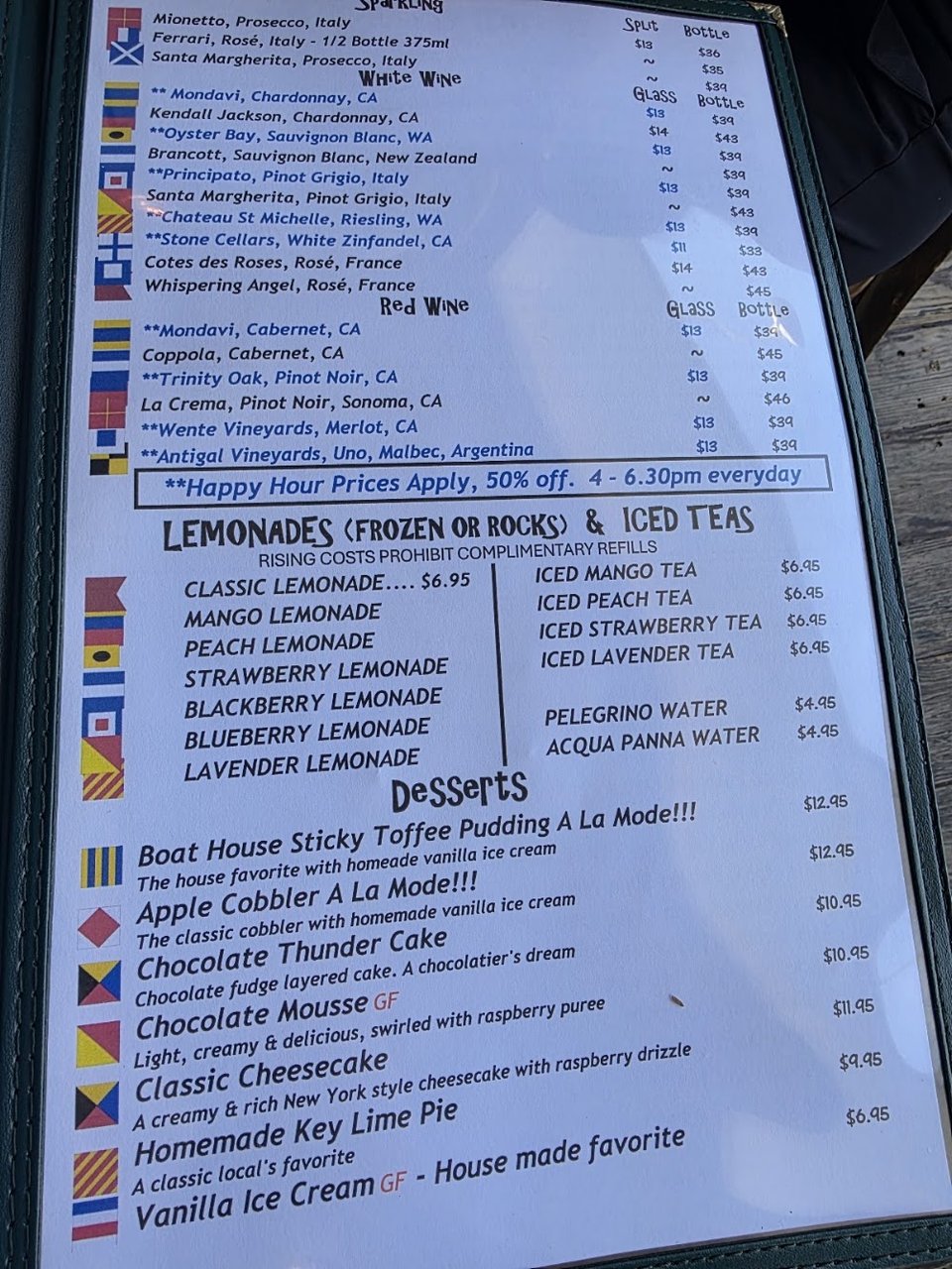 Appetizers menu with seafood and small plates.